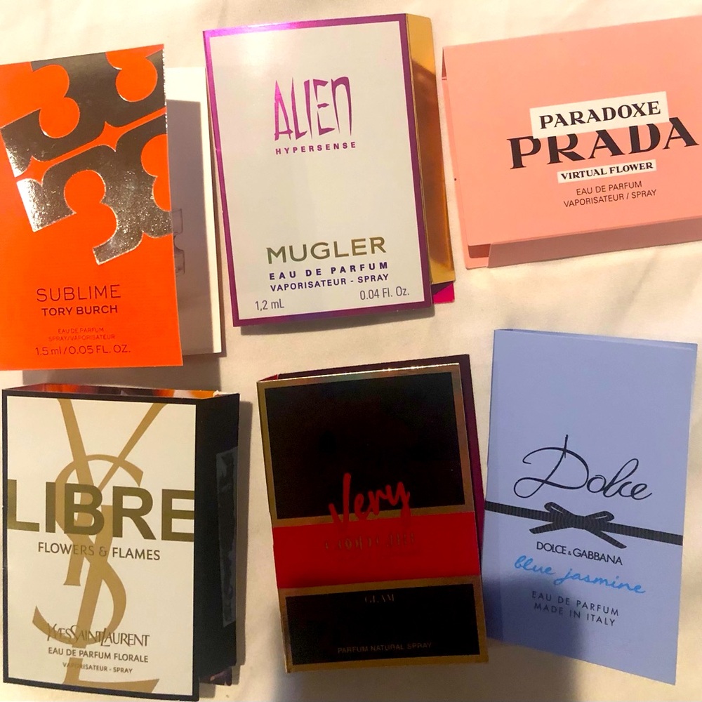 Six sample perfumes